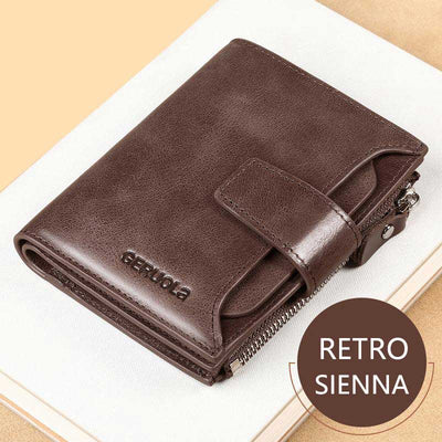 RFID Men's Real Cowhide Detachable Short Wallet