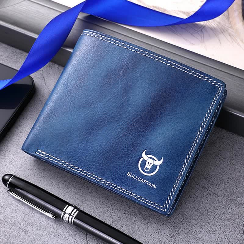 Leather Wallet for Men Slim Bifold Leather Wallet with RFID Blocking