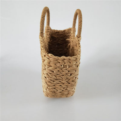 Half Round Straw Bag Elegant Rattan Bucket Handbag For Women