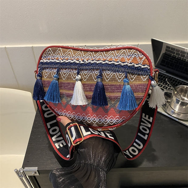 Tassel Bag For Women Classic Ethnic Crossbody Day Bag