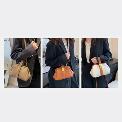 Buckle Phone Bag For Women Elegant Leather Handbag Crossbody Bag