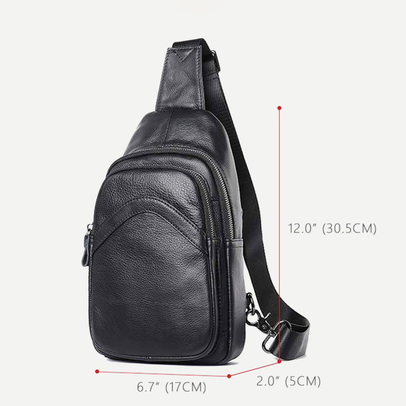 Sling Bag for Men Geniune Leather Casual Shopping Day Pack