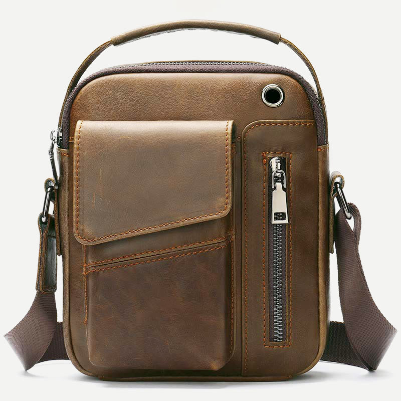 Messenger Bag for Men Multi-Pocket Genuine Leather Business Crossbody Bag