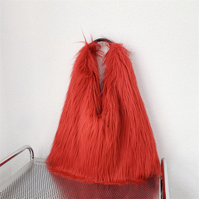 Large Shoulder Bag For Women Party Faux Fur Plush Tote