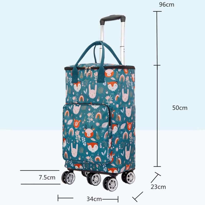 Telescopic Rod Rolling Tote Bag Folding Heat Preservation Shopping Cart