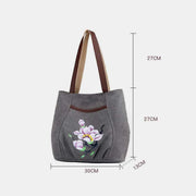 Multi-Pocket Casual Canvas Tote Handbags for Women Shoulder Bag Top-Handle Satchel