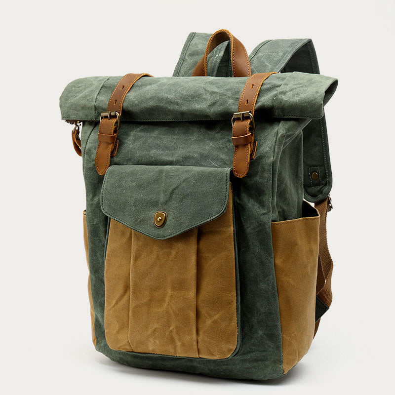 Retro Large Canvas Backpack Multi-Pocket Waterproof Travel Backpack Fit 15.6'' Laptop