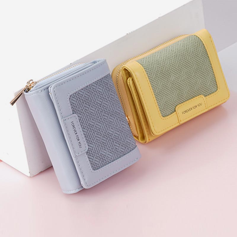 Womens Slim Mini Purse Trifold Wallet Card Holder Zipper Coin Pocket