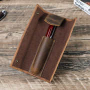 pencil case for business Vintage genuine leather simple pen case