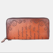 Wallet for Women Vintage Genuine Leather Printing Daily Shopping Handbag