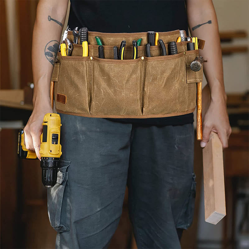 Multi-Slot Tool Belt Pouch Waterproof Canvas Waist Bag for Tool Organization