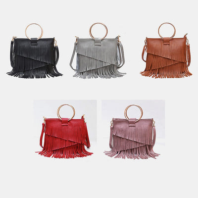 Tassel Leather Handbag For Women Music Party Classic Crossbody Bag