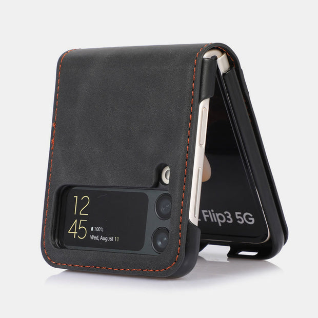 FREE TODAY: Samsung Z Flip 3 Folding Skin Cover Leather Phone Case PC Cover
