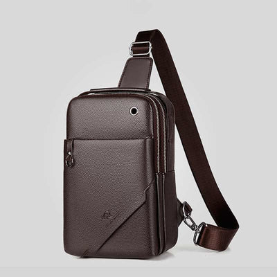 Men's Leather Sling Backpack Chest Crossbody Shoulder Bag for Travel Hiking