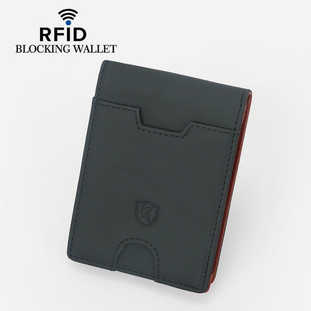 RFID Blocking Wallet For Men Slim Leather Money Clip