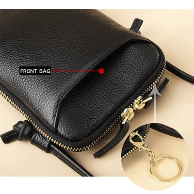 Mini Phone Bag Simple Plaid Crossbody Leather Wallet For Women