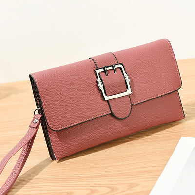 Lychee Pattern Envelope Style Wallet Women Classic Leather Bag