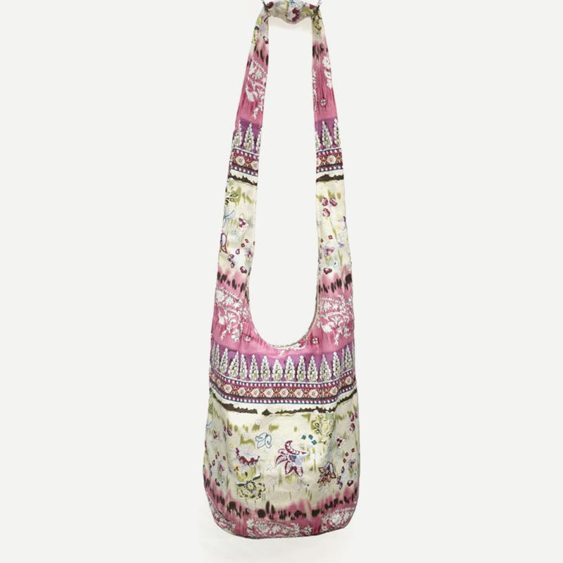 Shoulder Bag for Women Printing Flower Daily Cotton Crossbody Bag