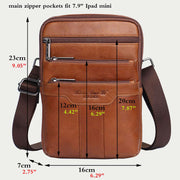 Messenger Bag For Men Three Styles Pockets Leather Crossbody Bag