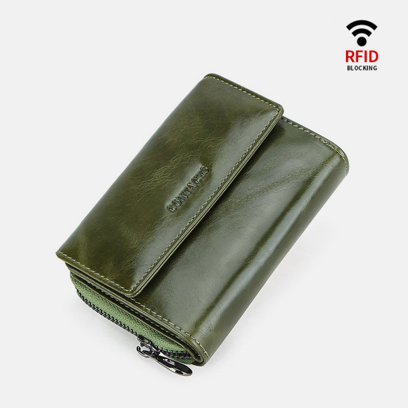 Multifunctional Genuine Leather Short Wallet