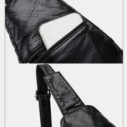 Retro Sling Backpack for Women Multi-Pocket PU Leather Crossbody Chest Bag