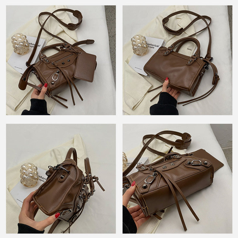 Rivet Tassel Handbag For Women With Card Holder Crossbody Bag