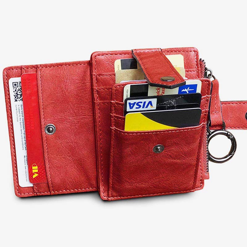 Slim Card Case Front Pocket Wallet Women Credit Card Holder with Keychain