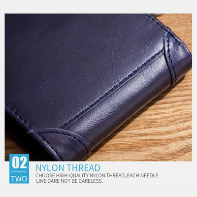 RFID Trifold Genuine Leather Large Capacity Wallet