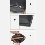 Handheld Leather Clutch Lightweight Large Space Wrist Zipper Wallet