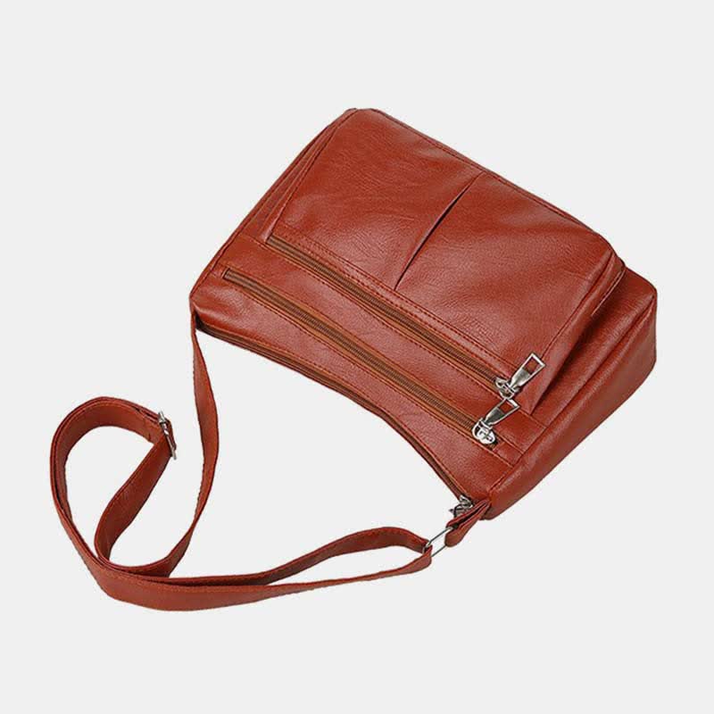 3 Zip Crossbody Purse for Women Lightweight Waterproof Leather Shoulder Bag