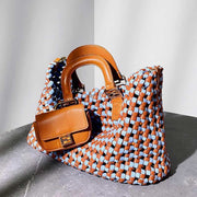 Handbag for Women Woven Large Capacity Leather  Crossbody Tote Bag