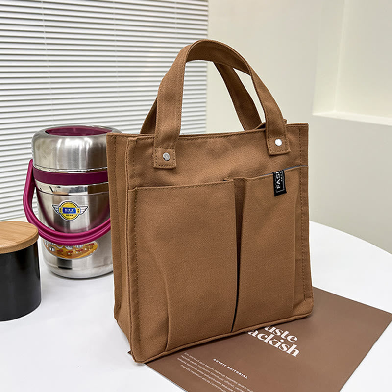 Mini Tote For Women Solid Color Simple Canvas Handbag