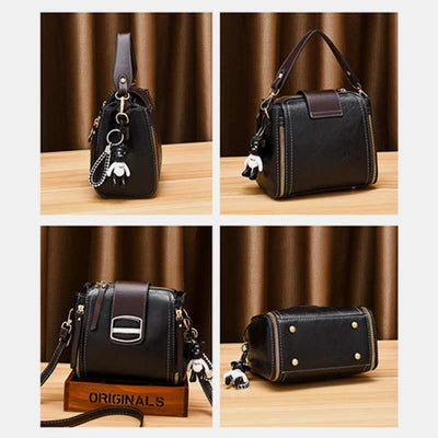 Top-Handle Bag for Women Daily Shopping Bucket Leather Crossbody Bag