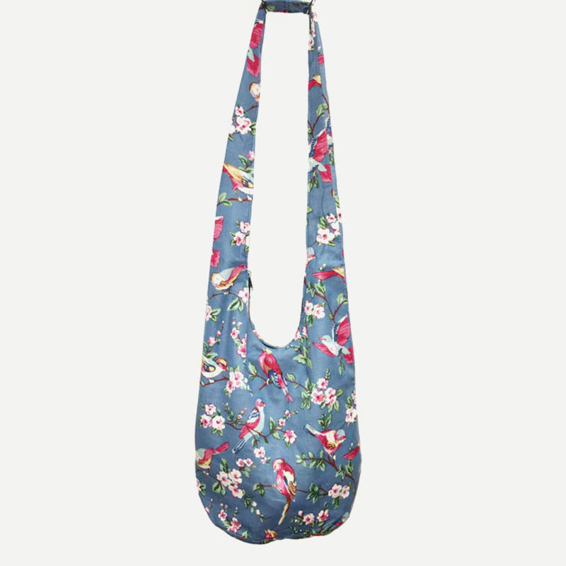 Shoulder Bag for Women Printing Flower Daily Cotton Crossbody Bag