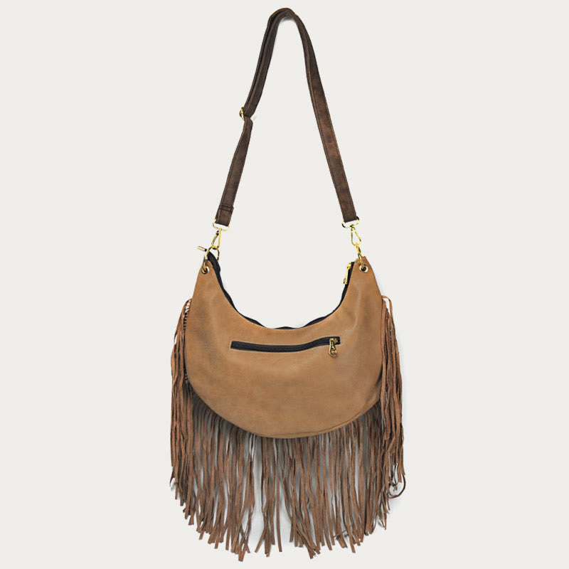 Crossbody Bag For Women Travel Ethnic Style Tassel Leather Bag