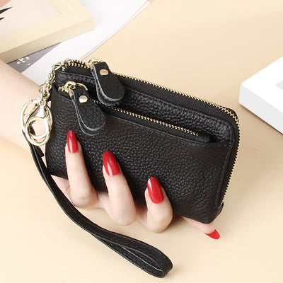 Women's Small Genuine Leather Wristlet Clutch Wallet Purse Card Holder