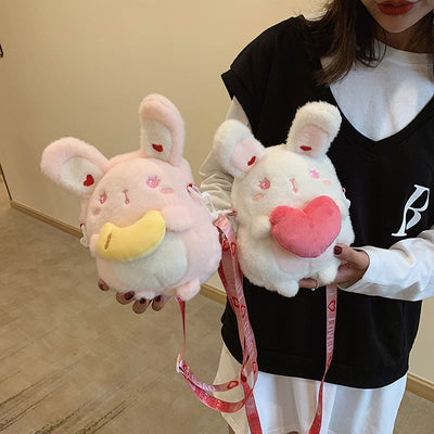 Cute Cartoon Small Backpack Lolita Rabbit Plush Bag For Girl