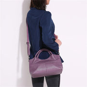 Soft Leather Handbags Stitching Solid Shoulder Bag